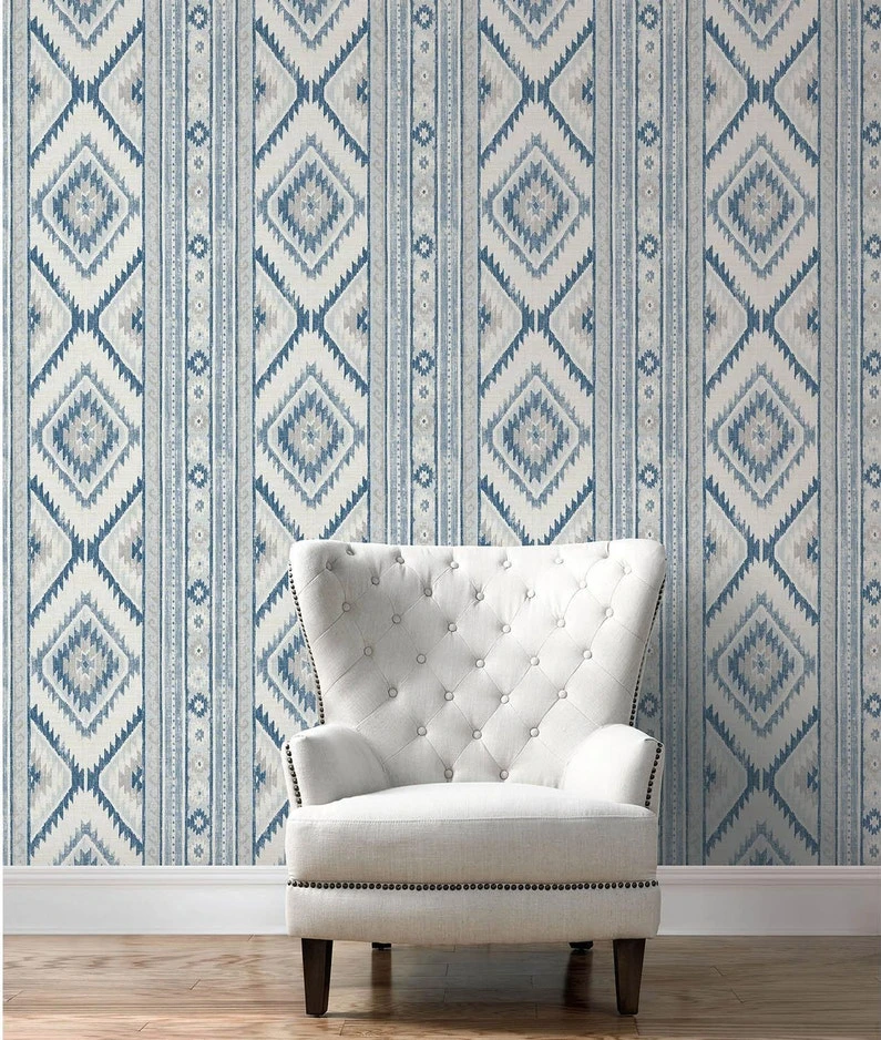 Papier Peint Adhésif Ethnique Bleu 3 Papier Peint Adhésif Ethnique Bleu