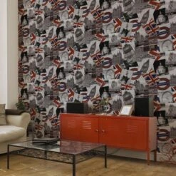 Papier Peint Intissé London Underground Rouge