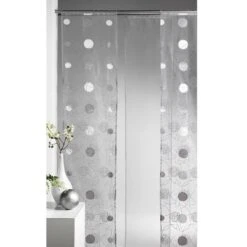 Panneau Japonais Luna Brodé, Gris, H.250 X L.50 Cm