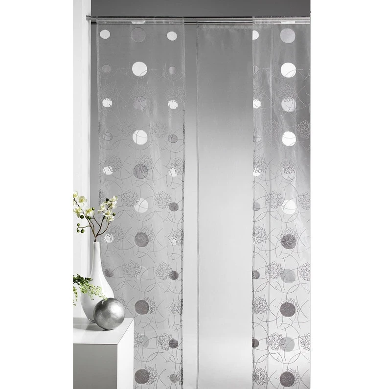 Panneau Japonais Luna Brodé, Gris, H.250 X L.50 Cm 3 Panneau Japonais Luna Brodé, Gris, H.250 X L.50 Cm