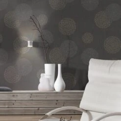 Papier Peint Vinyle Expansé Spot Bulles Noir