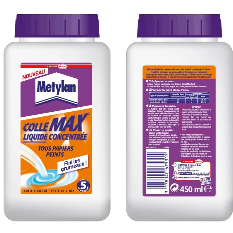 Colle Tous Papiers Peints METYLAN, 0.45 L 3 Colle Tous Papiers Peints METYLAN, 0.45 L