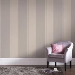 Papier Peint Vinyle Rayures Ton Sur Ton Marron