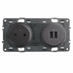 Legrand – Prise 2P+T + Prise Double USB – Ensemble Graphite à Composer